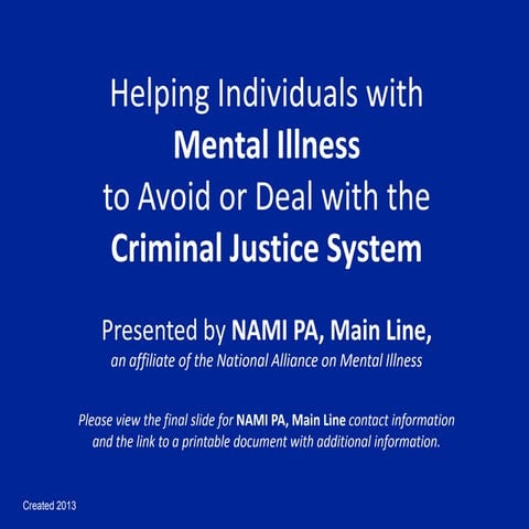 NAMI PA Main Line Criminal Justice Information