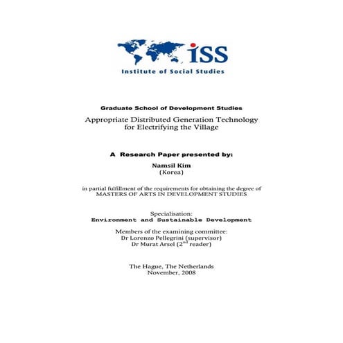 Appropriate Distributed Generation Technology for Electrifying the Village  