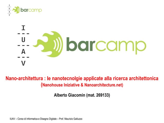 Nano architettura : le nanotecnologie applicate alla ricerca architettonica