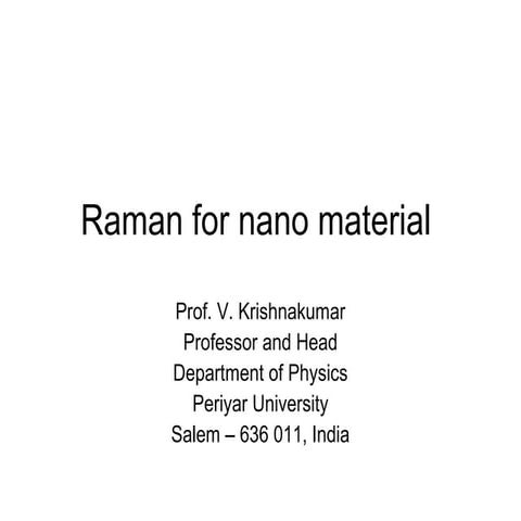 Raman spectroscopy for nanomaterials
