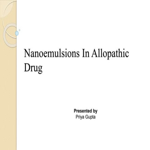 Nanoemulsion In Allopathic Drug