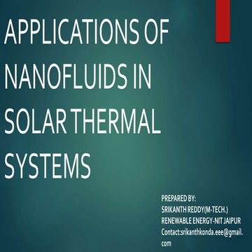 Nano fluids  in solar thermal systems