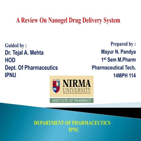 Nanogel drug delivery system 