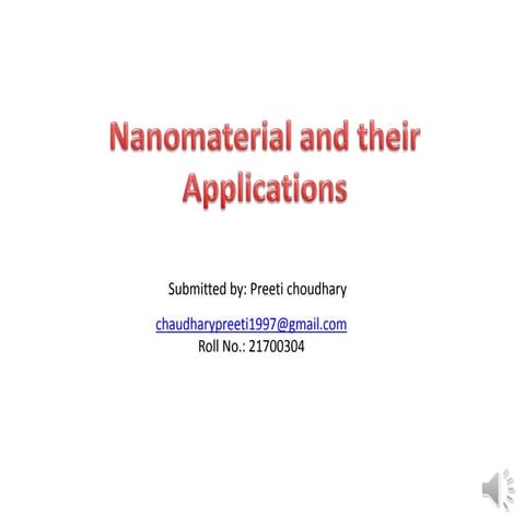 Nanomaterial and their application