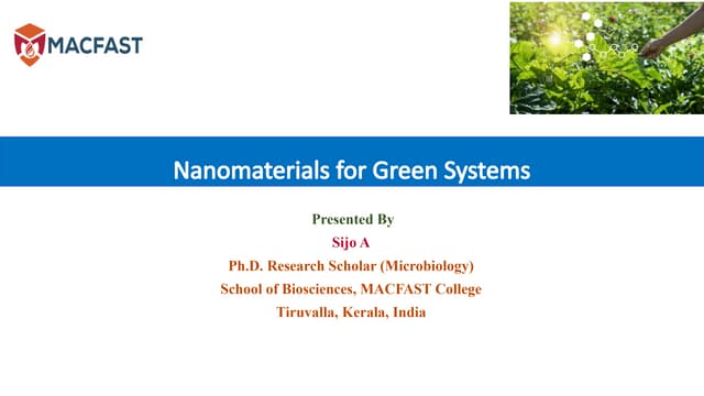 Nanomaterials for Green System - Biotechnology