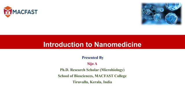Introduction to Nanomedicine - Nanotechnology