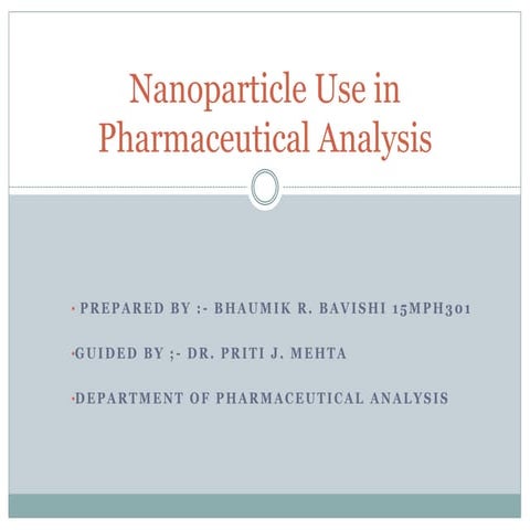 Nanoparticle use in pharmaceutical analysis 