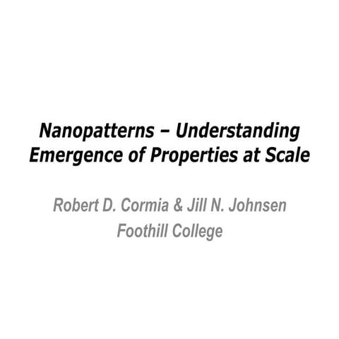 Nanopatterns – understanding emergence of properties at scale