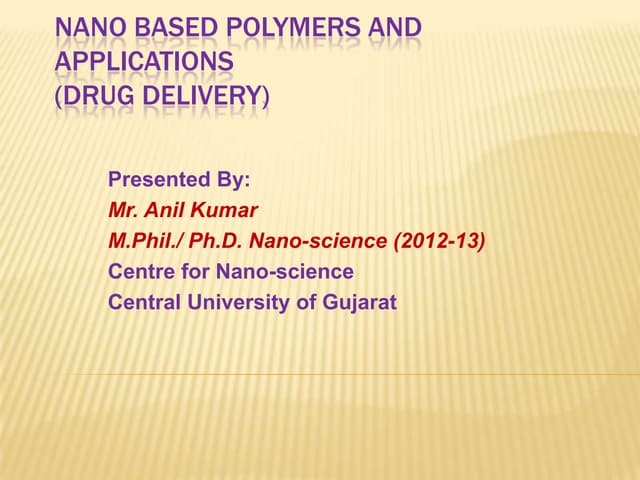 Nano Based Polymers and Applications in Drug Delivery