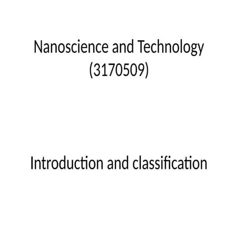 Nanoscience and Technology and its description