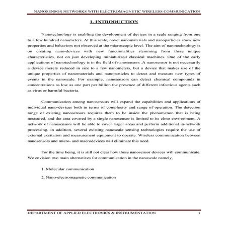 Nanosensor networks with electromagnetic wireless communication