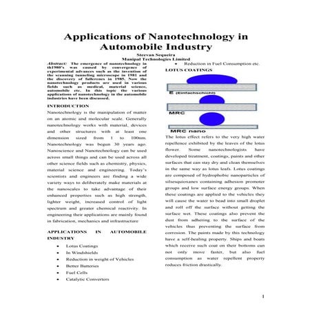 Nanotechnology in Automobile Industry