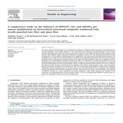 A comparative study on the influence of MWCNT, GO, and Al(OH)3 gel  matrix mo...