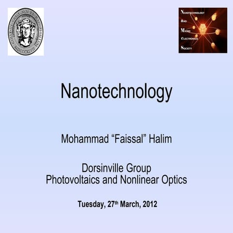 Nanotechnology 27th March, 2012
