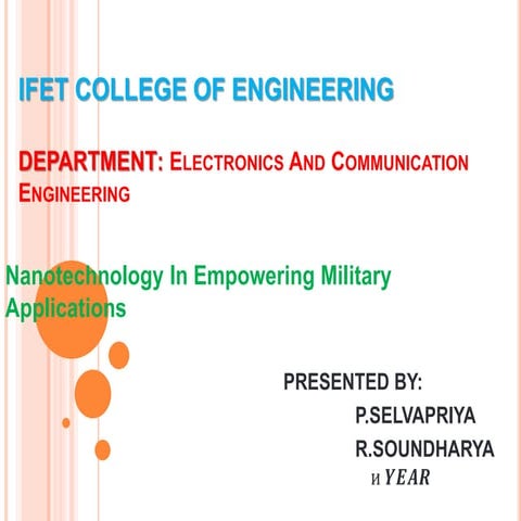 Nano technology in empowering military app ppt
