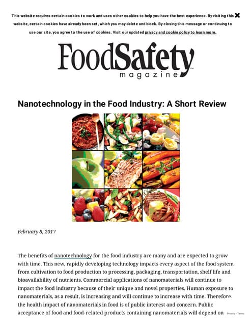 Nanotechnology In Food industry , Applications, Future prospects ...