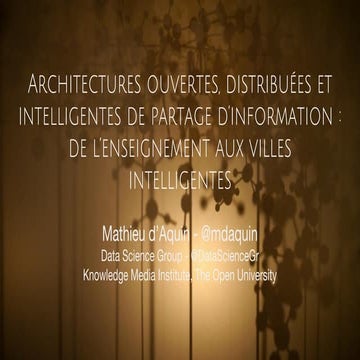 Architectures ouvertes, distribuées et intelligentes de partage d’information...