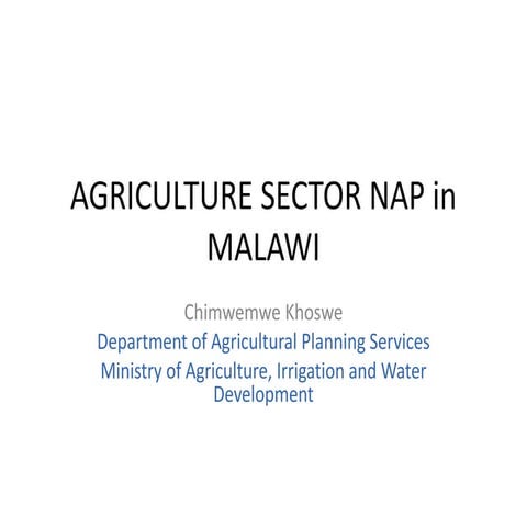 The agriculture sector NAP in Malawi