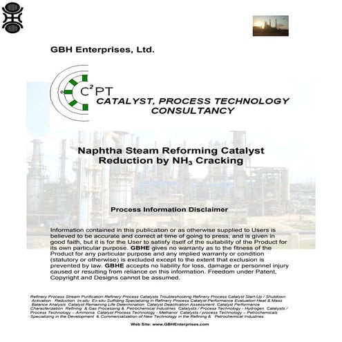 Naphtha Steam Reforming Catalyst Reduction by NH3 Cracking
