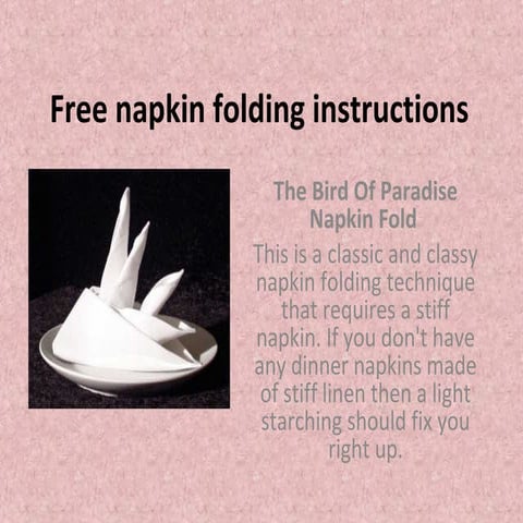 Napkin  instructions
