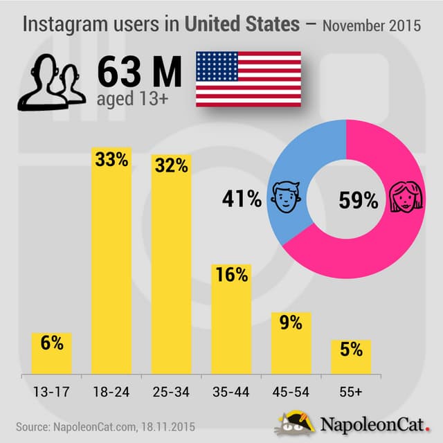 Instagram user demographics in United States - November 2015
