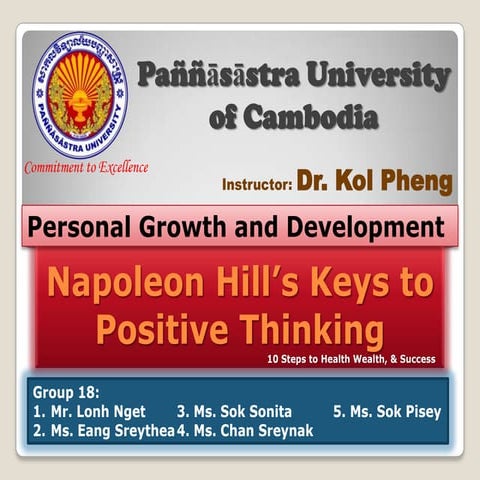 Napoleon hill’s keys to positive thinking