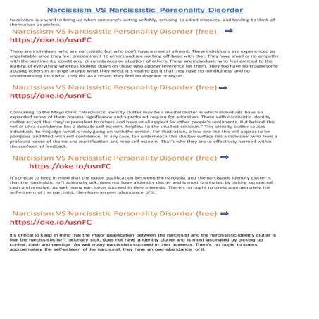 Narcissism VS Narcissistic Personality Disorder | DOCX