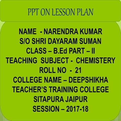 PPT ON LESSON PLAN in hindi
