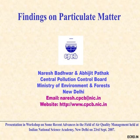 Naresh - Findings on Particulate Matter