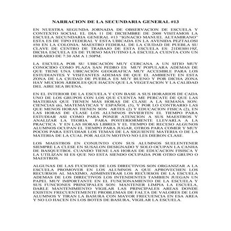 Narracion De La Secundaria General 13