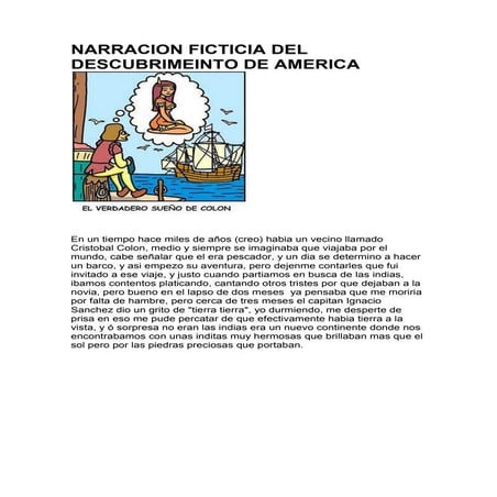 Narracion ficticia del descubrimeinto de america