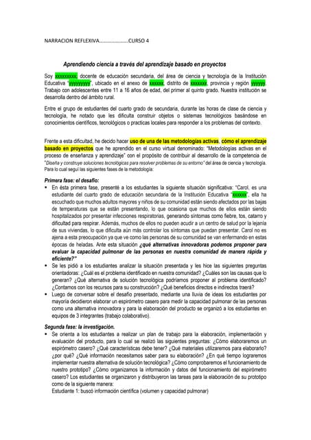 NARRACION REFLEXIVA-Curso 4 Metodologías Activas.docx