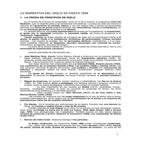 Narrativa hasta 1939