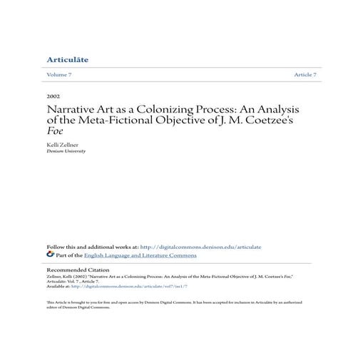 Narrative art as a colonizing process  an analysis of the meta fi