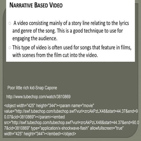 Narrative based videos and example