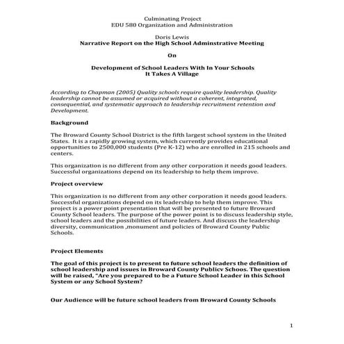 Narrative culminating project org.admin.