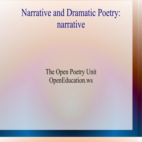 Narrative and Dramatic Poetry: narrative