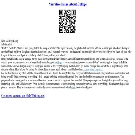 Narrative Essay Topics For College Students PDF