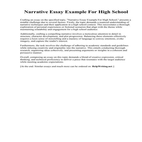 Narrative Essay Example For High School.pdf