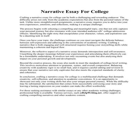 Narrative Essay For College