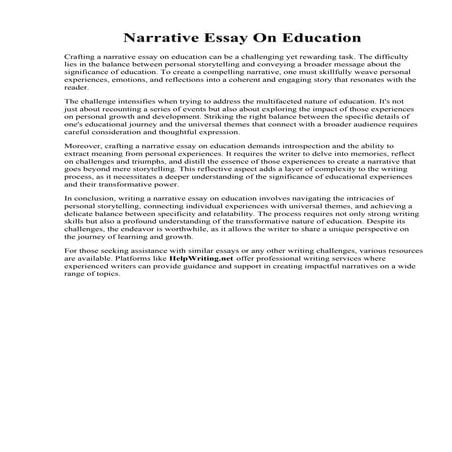 Narrative Essay On Education