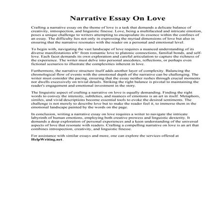 Narrative Essay On Love. An essay about love story :: Narrative essay about l...