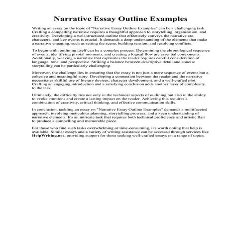 Narrative Essay Outline Examples. Narrative Writing Template