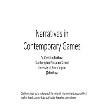 Narratives in Contemporary Games 