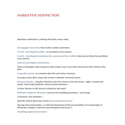 Narrative nonfiction  