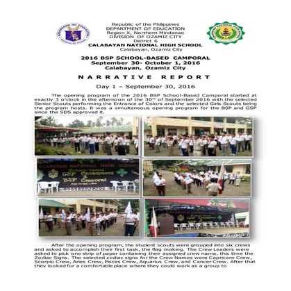 Sample Narrative Report BSP Camporal