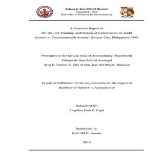 Narrative report in ojt