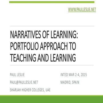Narratives of Learning: The Portfolio Approach