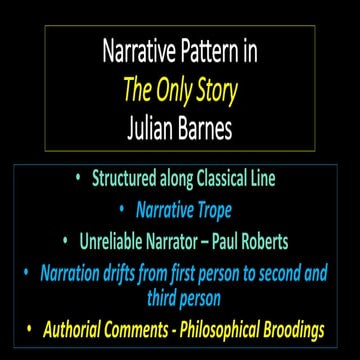 Narrative Pattern in Julian Barnes's 'The Only Story'