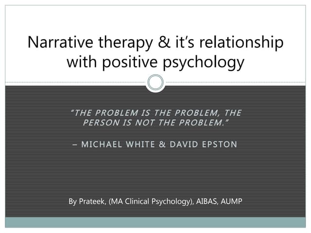 Narrative Therapy by Michael White & David Epston